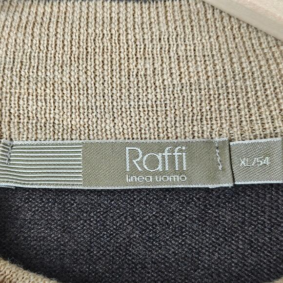 RAFFI Men's Brown 100% Extra Fine Marino Wool Sweater Size XL/54 - Picture 6 of 13